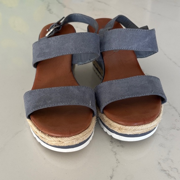 Unisa Blue and Brown Wedge Sandals - Picture 5 of 7